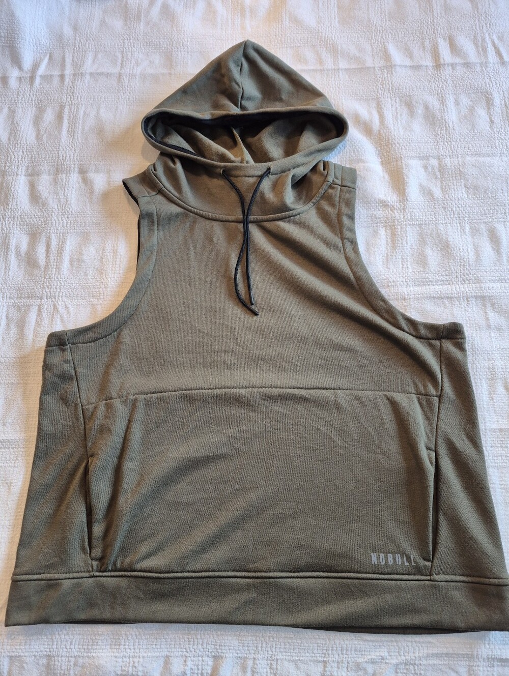 No Bull olive unisex vest attached hood women's XL EUC pouch pocket